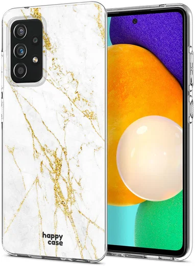 HappyCase Samsung Galaxy A52 / A52S Hoesje Flexibel TPU Wit Marmer afbeelding 2