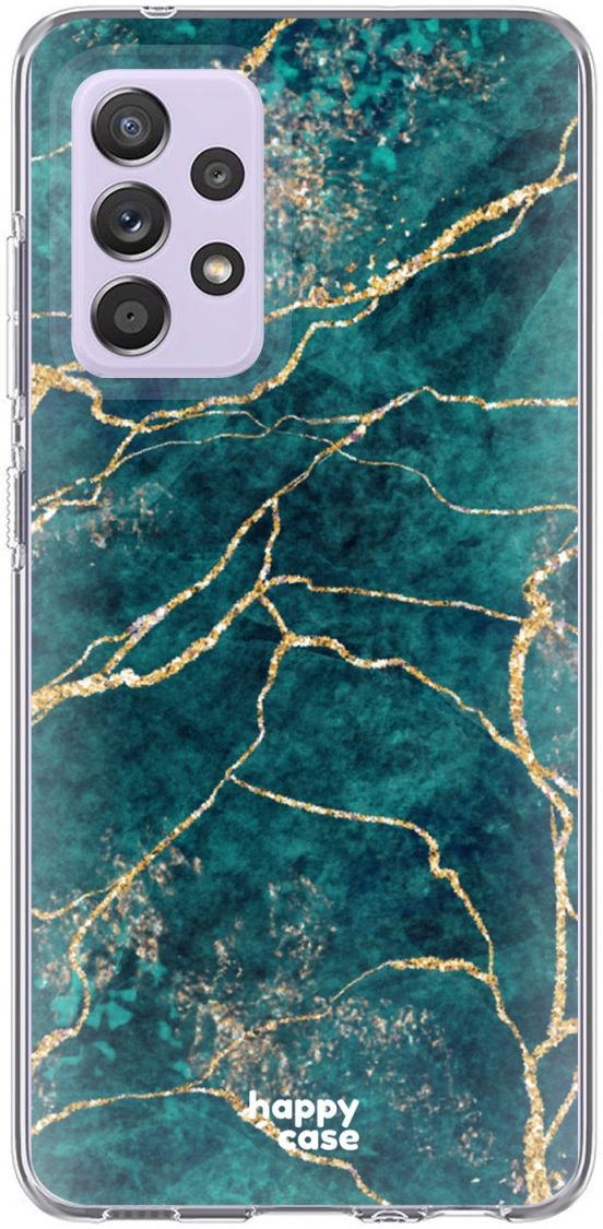 HappyCase Samsung Galaxy A72 Hoesje Flexibel TPU Aqua Marmer Print afbeelding 1
