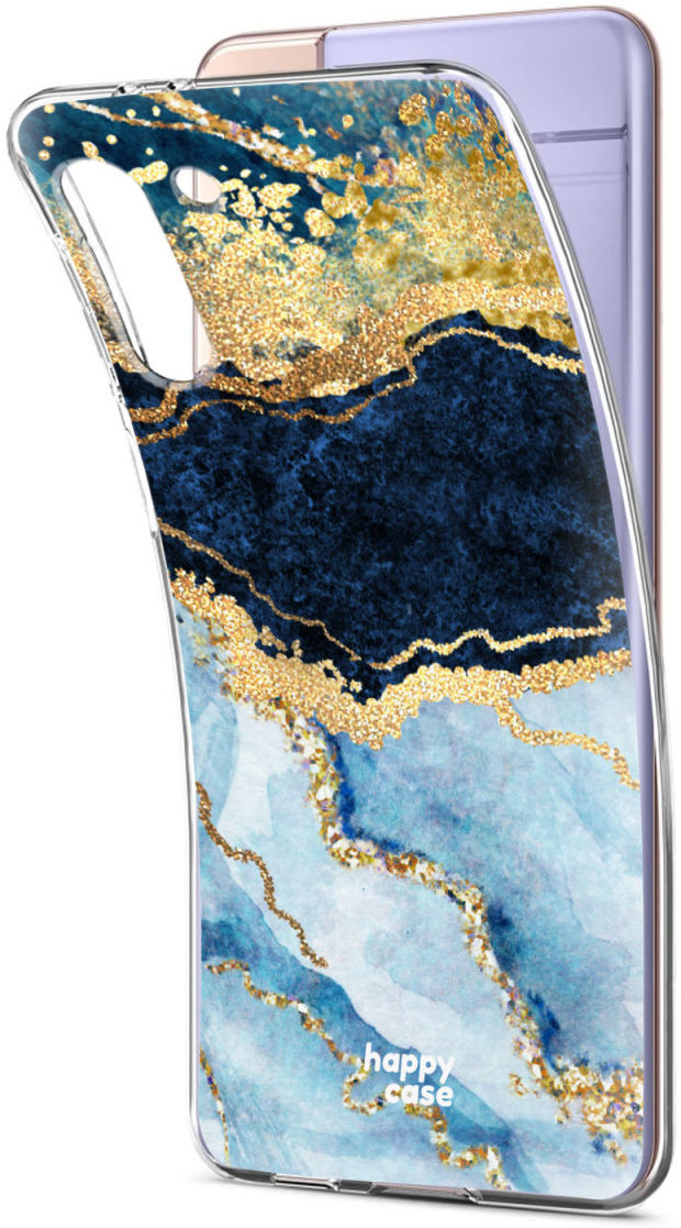 HappyCase Samsung S21 Plus Hoesje Flexibel TPU Blauw Marmer Print afbeelding 2
