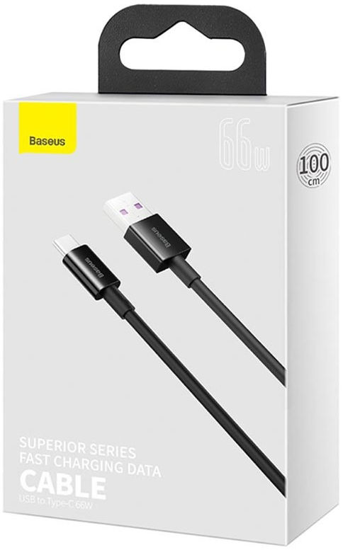 Baseus Superior Series USB-A naar USB-C Kabel 66 Watt 1 Meter Zwart afbeelding 7