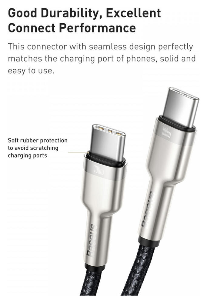 Baseus Cafule Series USB-C naar USB-C Kabel Metaal 100W 1m Zwart afbeelding 10