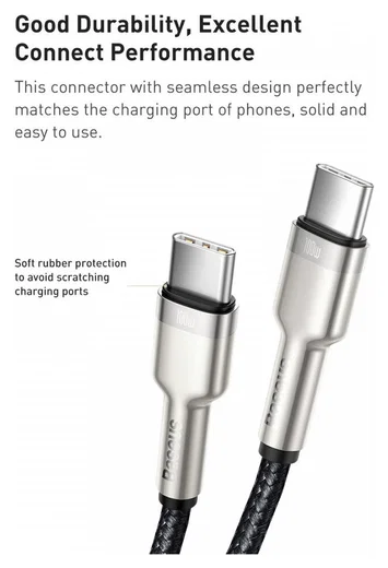 Baseus Cafule Series USB-C naar USB-C Kabel Metaal 100W 1m Zwart afbeelding 10