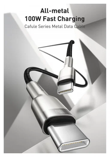 Baseus Cafule Series USB-C naar USB-C Kabel Metaal 100W 1m Zwart afbeelding 2
