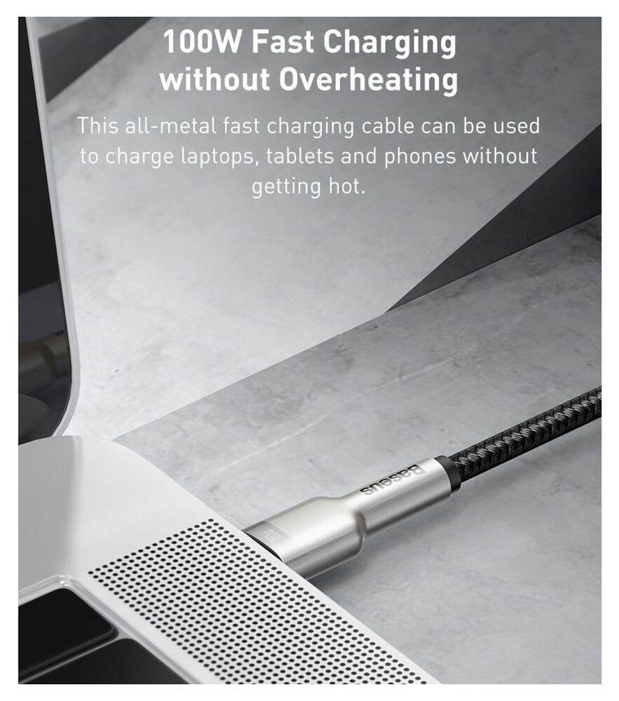 Baseus Cafule Series USB-C naar USB-C Kabel Metaal 100W 1m Zwart afbeelding 7