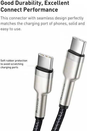Baseus Cafule Series USB-C naar USB-C Kabel Metaal 100W 2m Wit afbeelding 11