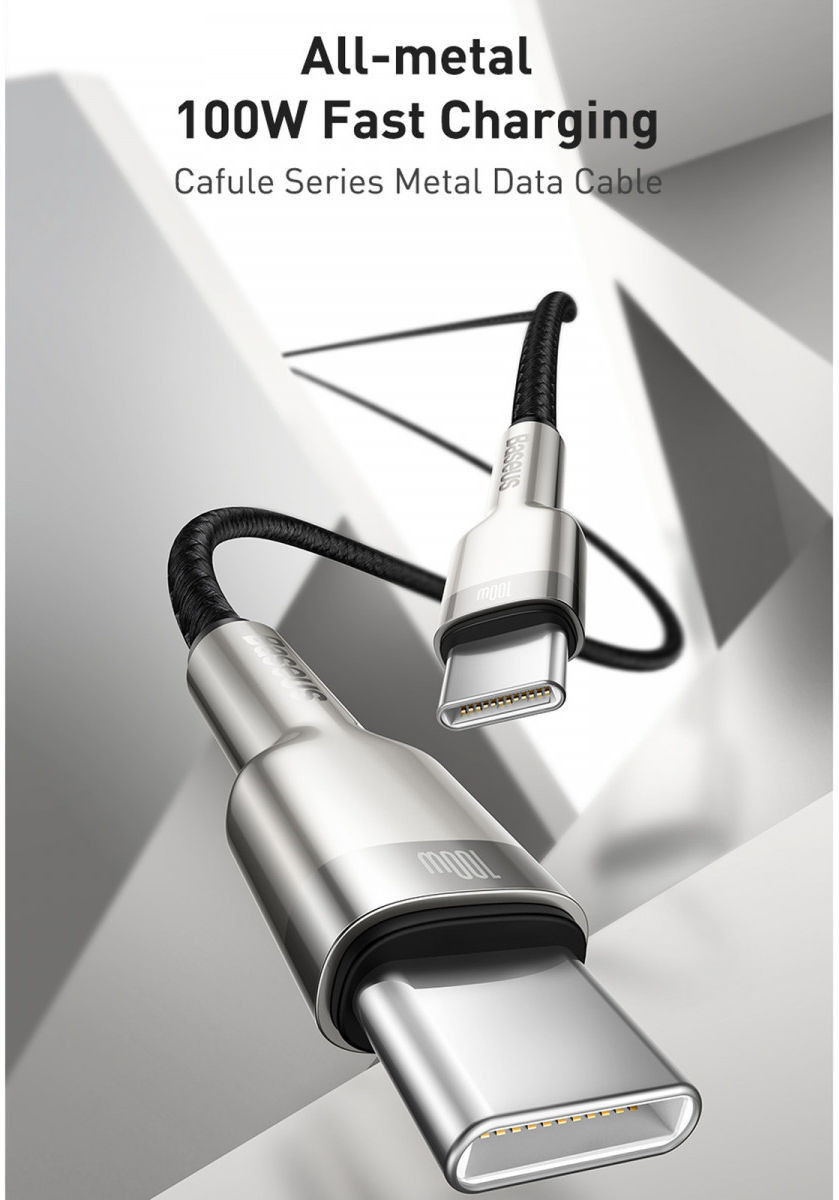 Baseus Cafule Series USB-C naar USB-C Kabel Metaal 100W 2m Wit afbeelding 3