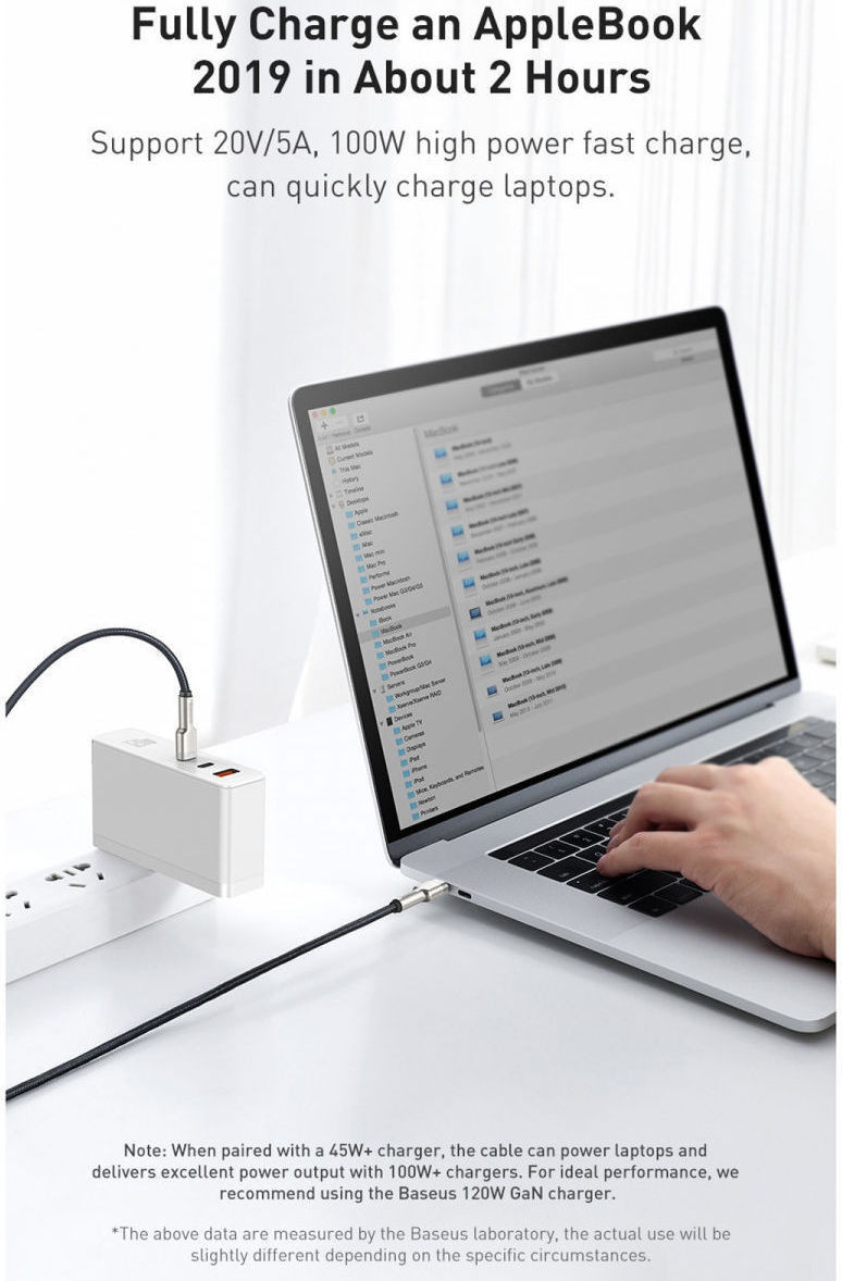Baseus Cafule Series USB-C naar USB-C Kabel Metaal 100W 2m Wit afbeelding 4