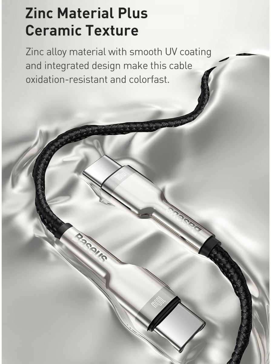 Baseus Cafule Series USB-C naar USB-C Kabel Metaal 100W 2m Wit afbeelding 7