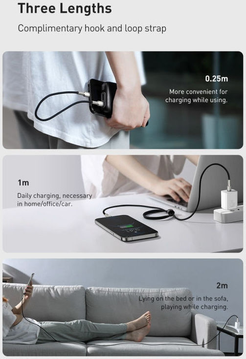 Baseus Cafule Series USB-C naar Apple Lightning Kabel 20W 25cm Zwart afbeelding 13