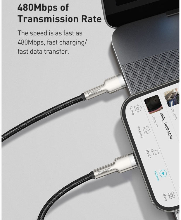 Baseus Cafule Series USB-C naar Apple Lightning Kabel PD 20W 1m Zwart afbeelding 12