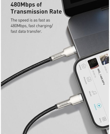 Baseus Cafule Series USB-C naar Apple Lightning Kabel PD 20W 1m Zwart afbeelding 12