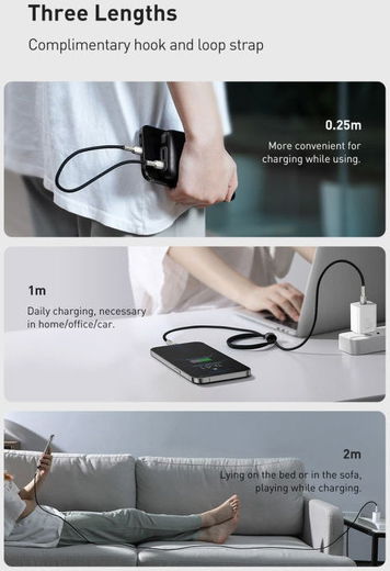 Baseus Cafule Series USB-C naar Apple Lightning Kabel PD 20W 1m Zwart afbeelding 13