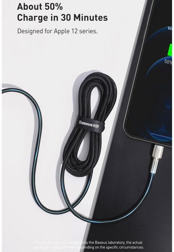 Baseus Cafule Series USB-C naar Apple Lightning Kabel PD 20W 1m Zwart afbeelding 4
