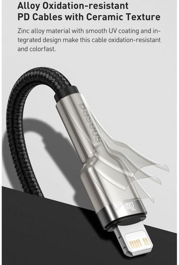 Baseus Cafule Series USB-C naar Apple Lightning Kabel PD 20W 1m Zwart afbeelding 6