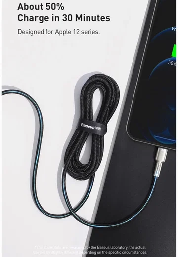 Baseus Cafule Series USB-C naar Apple Lightning Kabel PD 20W 2m Zwart afbeelding 4