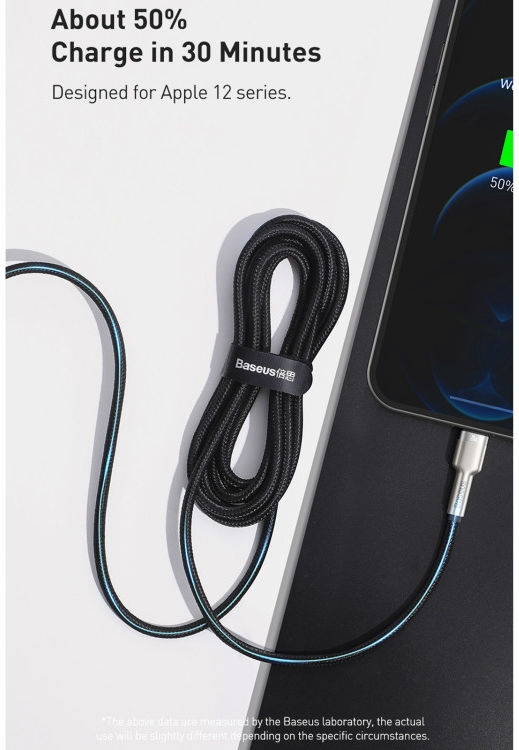 Baseus Cafule Series USB-C naar Apple Lightning Kabel PD 20W 2m Wit afbeelding 4