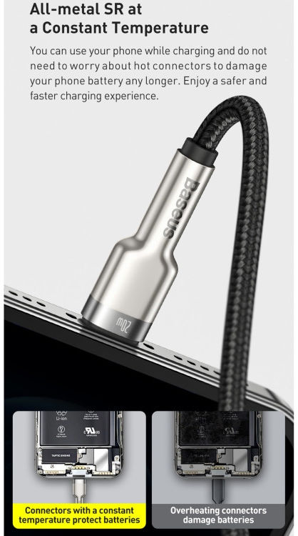 Baseus Cafule Series USB-C naar Apple Lightning Kabel PD 20W 2m Wit afbeelding 7