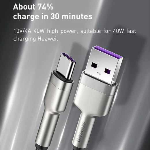 Baseus Cafule Series USB naar USB-C Kabel Metaal 40W 2m Wit afbeelding 4