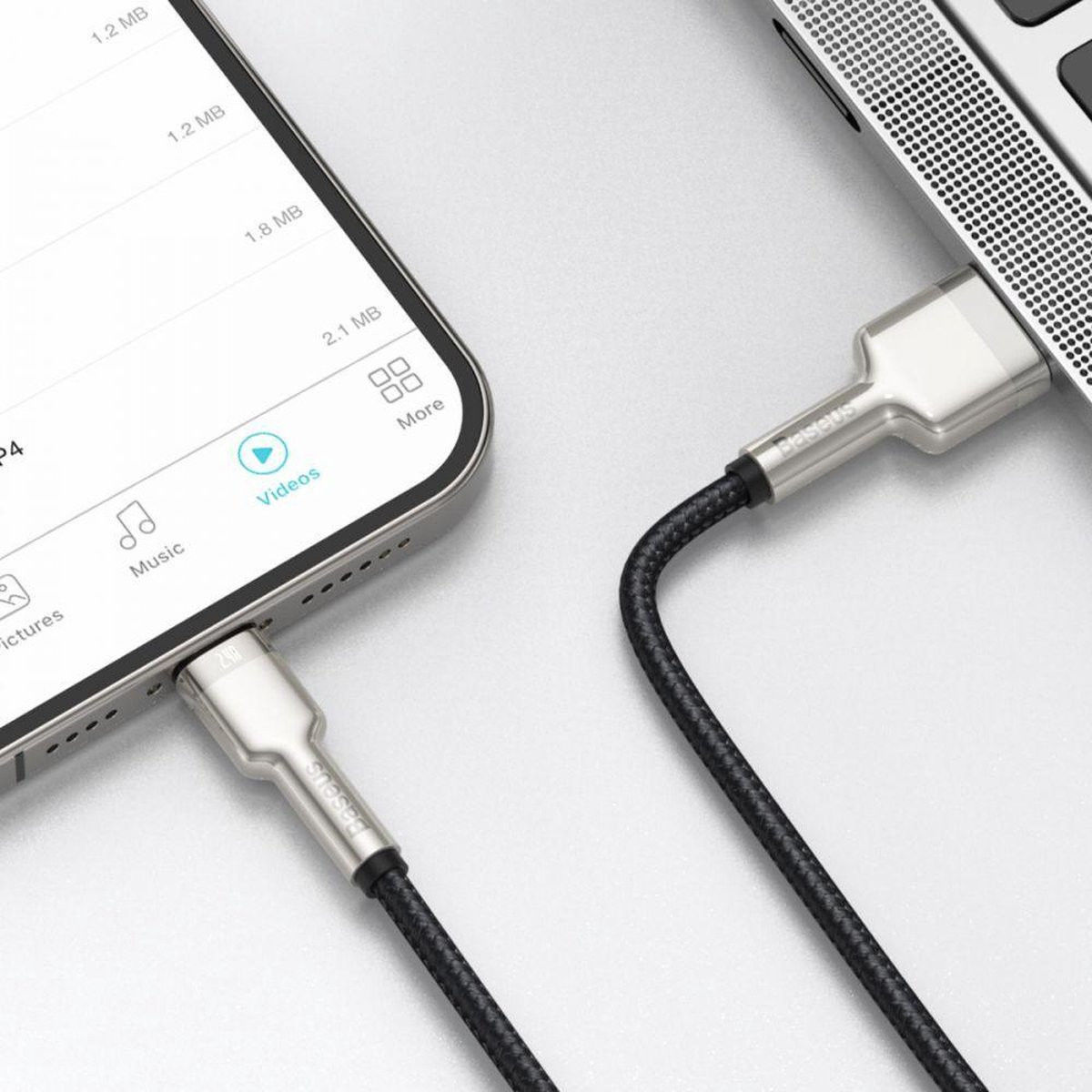 Baseus Cafule Series USB-A naar Lightning Kabel 25cm Metaal Zwart afbeelding 8