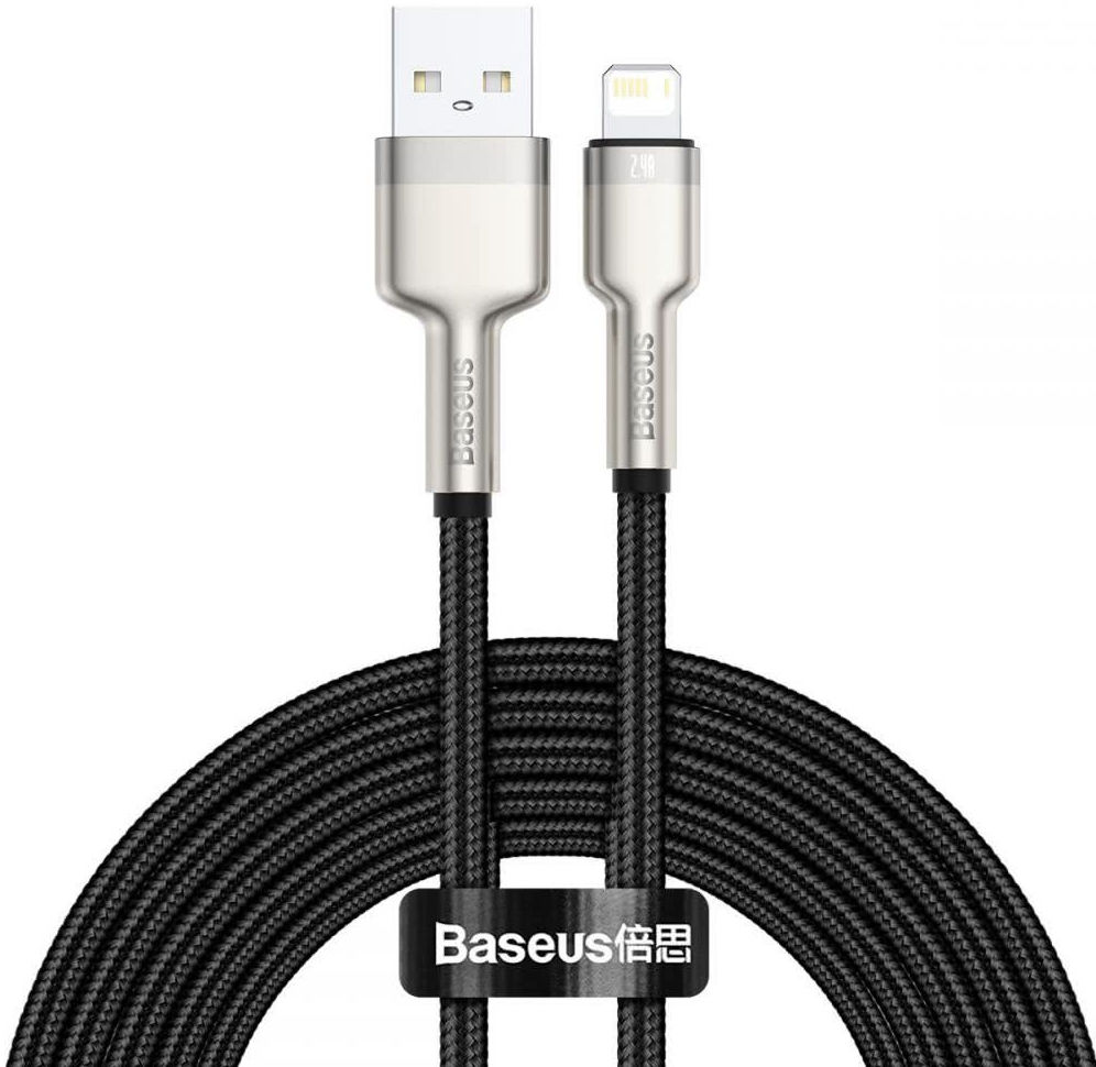 Baseus Cafule Series USB-A naar Lightning Kabel 2 Meter Metaal Zwart afbeelding 1