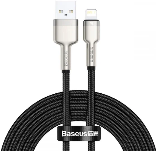 Baseus Cafule Series USB-A naar Lightning Kabel 2 Meter Metaal Zwart afbeelding 1