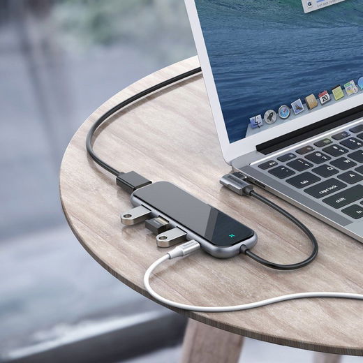 Baseus USB-C / USB / HDMI Hub 60W 5 Poorten voor Laptop/MacBook Grijs afbeelding 2