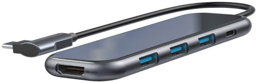 Baseus USB-C / USB / HDMI Hub 60W 5 Poorten voor Laptop/MacBook Grijs afbeelding 1