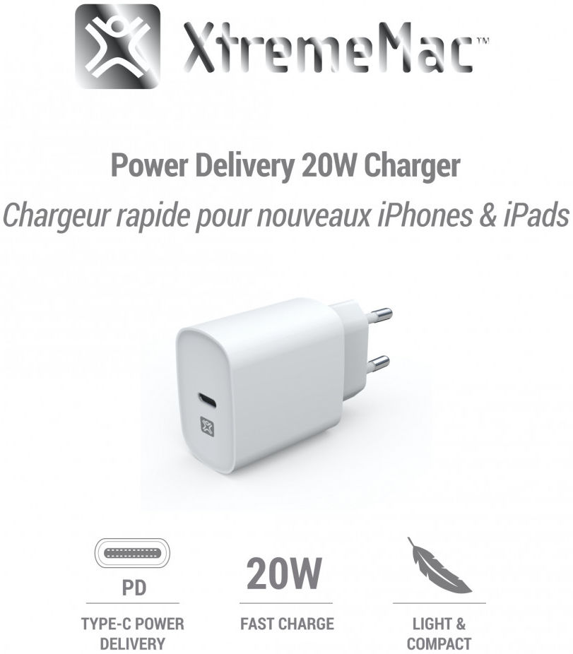 XtremeMac USB-C Snellader 20W met Power Delivery Wit afbeelding 4