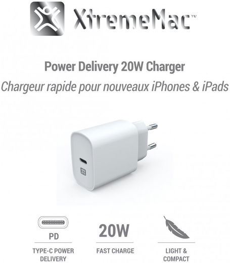 XtremeMac USB-C Snellader 20W met Power Delivery Wit afbeelding 4