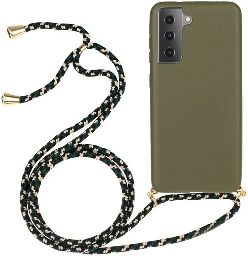 Samsung Galaxy S21 Plus Hoesje Back Cover Flexibel TPU met Koord Groen afbeelding 1