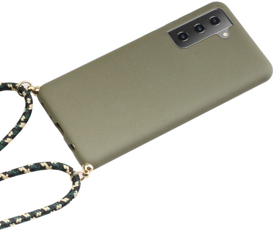 Samsung Galaxy S21 Plus Hoesje Back Cover Flexibel TPU met Koord Groen afbeelding 2