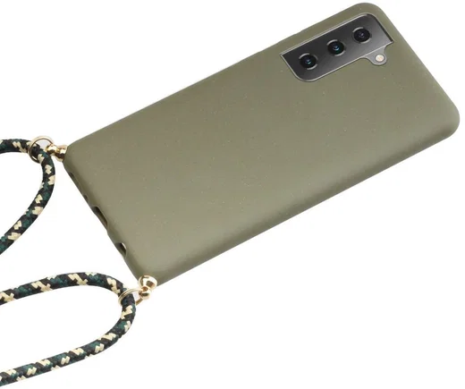 Samsung Galaxy S21 Plus Hoesje Back Cover Flexibel TPU met Koord Groen afbeelding 2