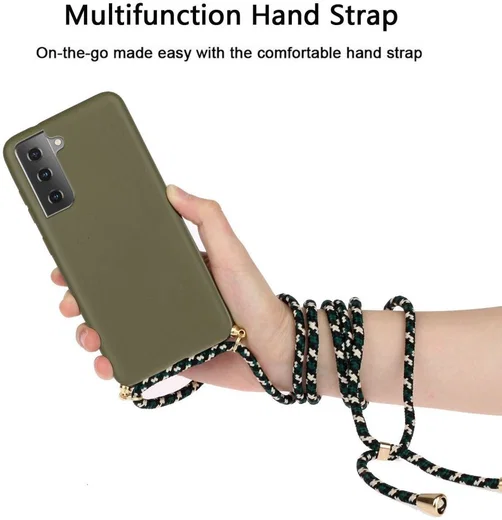 Samsung Galaxy S21 Plus Hoesje Back Cover Flexibel TPU met Koord Groen afbeelding 3
