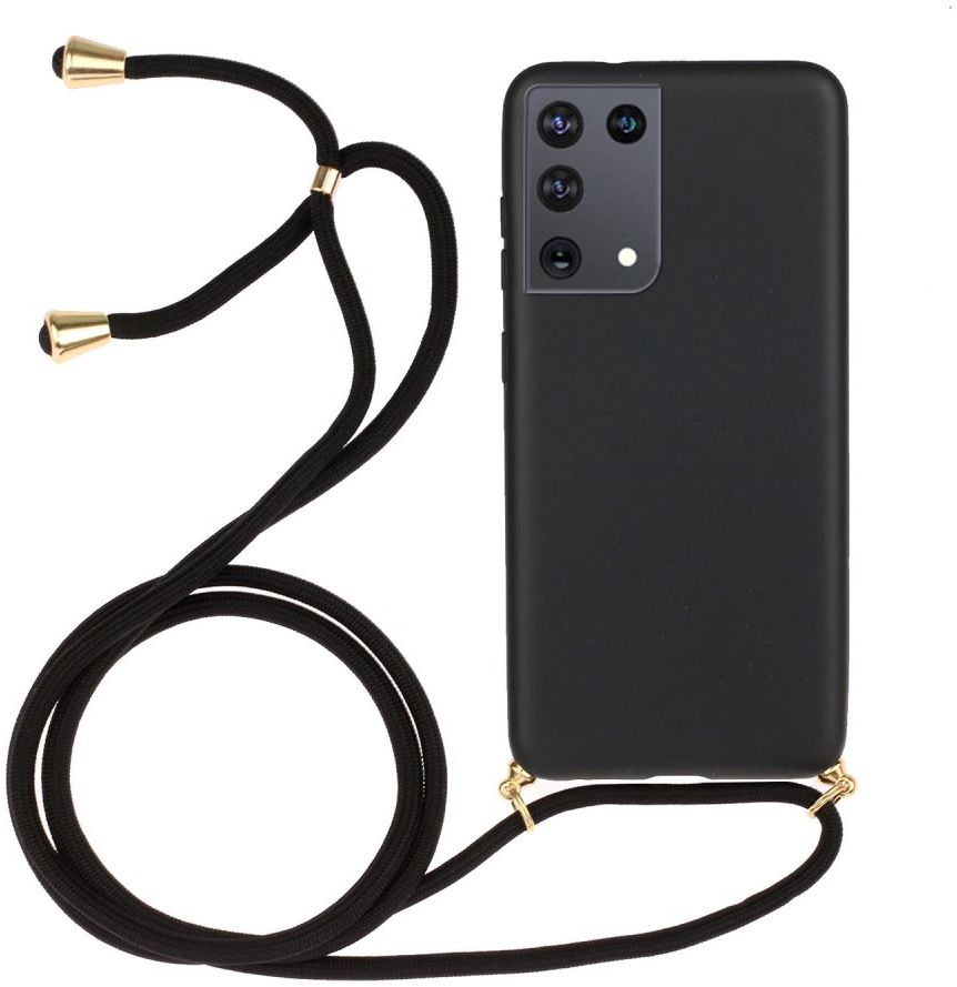 Samsung Galaxy S21 Ultra Hoesje Back Cover Flexibel TPU Koord Zwart afbeelding 1