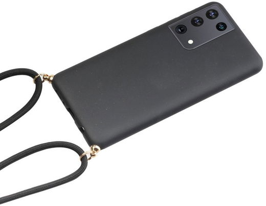 Samsung Galaxy S21 Ultra Hoesje Back Cover Flexibel TPU Koord Zwart afbeelding 2