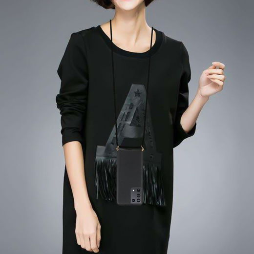 Samsung Galaxy S21 Ultra Hoesje Back Cover Flexibel TPU Koord Zwart afbeelding 4