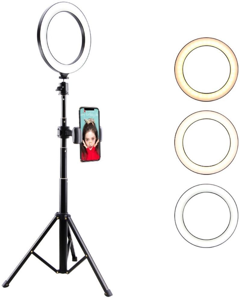 Selfie Ring Licht Tripod met Statief en Houder voor Smartphone Zwart afbeelding 2