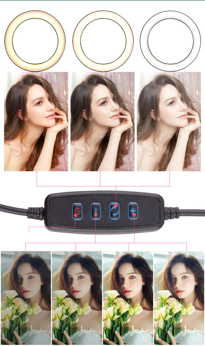Selfie Ring Licht Tripod met Statief en Houder voor Smartphone Zwart afbeelding 4
