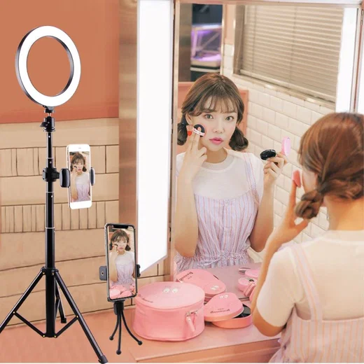 Selfie Ring Licht Tripod met Statief en Houder voor Smartphone Zwart afbeelding 3