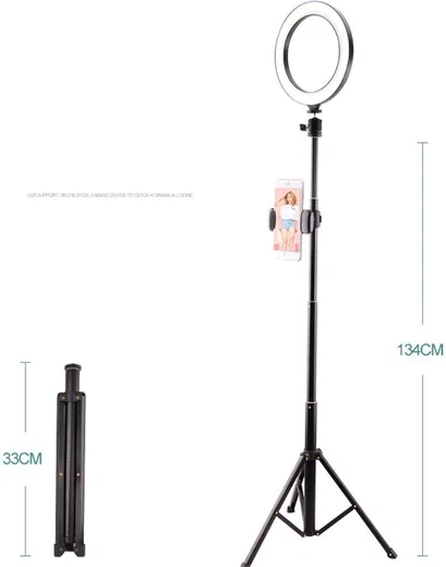 Selfie Ring Licht Tripod met Statief en Houder voor Smartphone Zwart afbeelding 6
