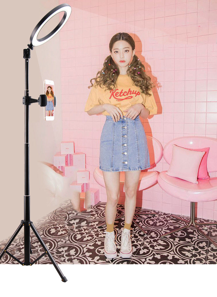 Selfie Ring Licht Tripod met Statief en Houder voor Smartphone Zwart afbeelding 5