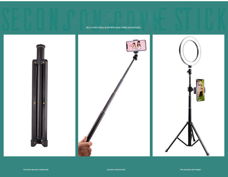 Selfie Ring Licht Tripod met Statief en Houder voor Smartphone Zwart afbeelding 9