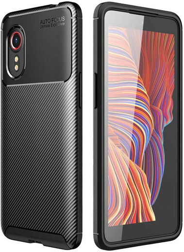 Samsung Galaxy Xcover 5 Hoesje Siliconen Carbon TPU Back Cover Zwart afbeelding 5