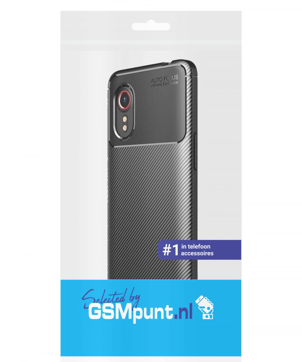 Samsung Galaxy Xcover 5 Hoesje Siliconen Carbon TPU Back Cover Zwart afbeelding 2