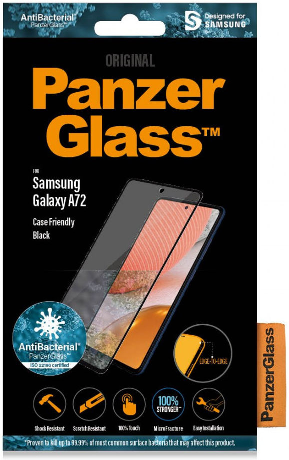 PanzerGlass Samsung Galaxy A72 Screenprotector Antibacterieel Zwart afbeelding 5