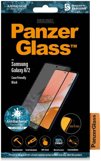 PanzerGlass Samsung Galaxy A72 Screenprotector Antibacterieel Zwart afbeelding 5