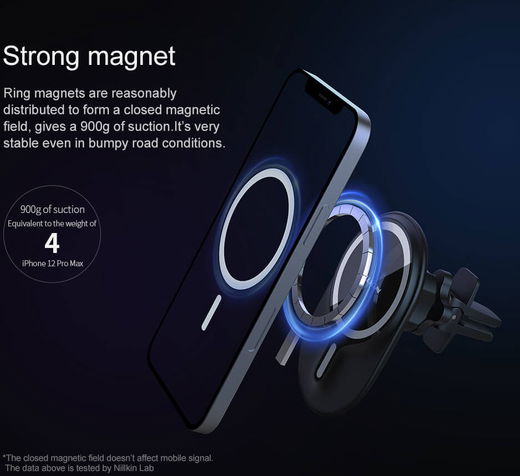 Nillkin Magnetische Ventilatierooster Houder met Draadloos MagSafe Opladen 10W afbeelding 12