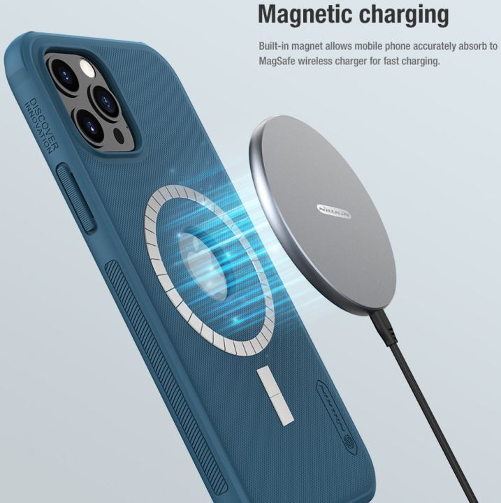 Nillkin Super Frosted Shield iPhone 12 Pro Max Hoesje MagSafe Blauw afbeelding 3