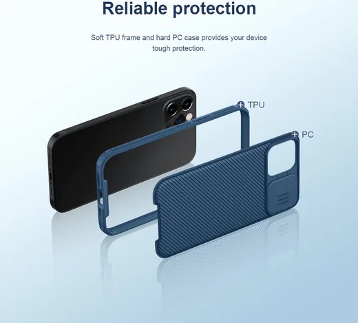 Nillkin CamShield iPhone 12/12 Pro MagSafe Hoesje Camera Slider Blauw afbeelding 9