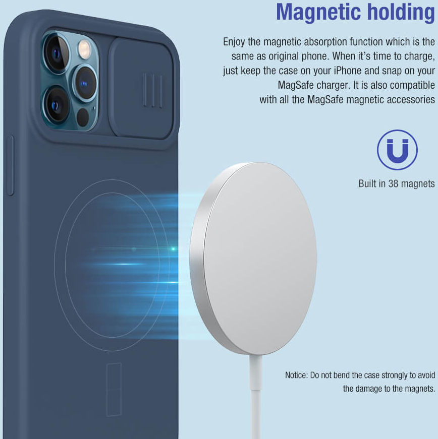 Nillkin iPhone 12/12 Pro Siliconen MagSafe Hoesje Camera Slider Zwart afbeelding 4